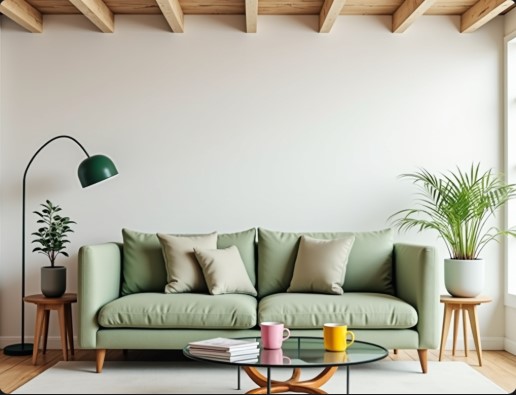 comedor de apartamento en salou pintado con colores claros 